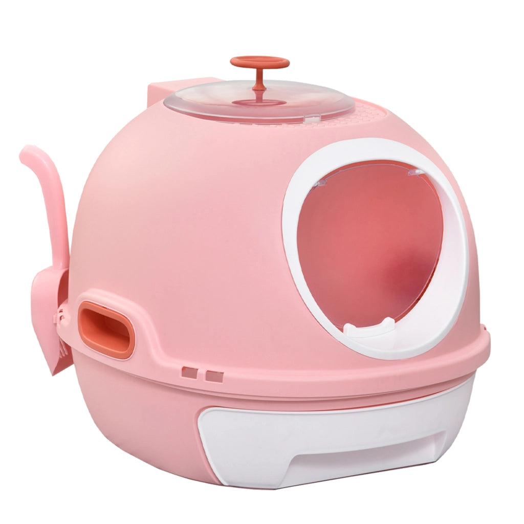 Lettiera per Gatti Chiusa con Vassoio Estraibile e 2 Ingressi ¨C Zephmum ¨C 47x55x44 cm, Rosa