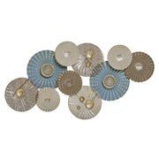 Decorazione da parete Cerchi in metallo blu e beige arte da parete in stile moderno