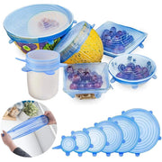 Trade Shop - Coperchio In Silicone Estensibile Ser 6 Tappi Per Contenitore Alimenti Ermetico -