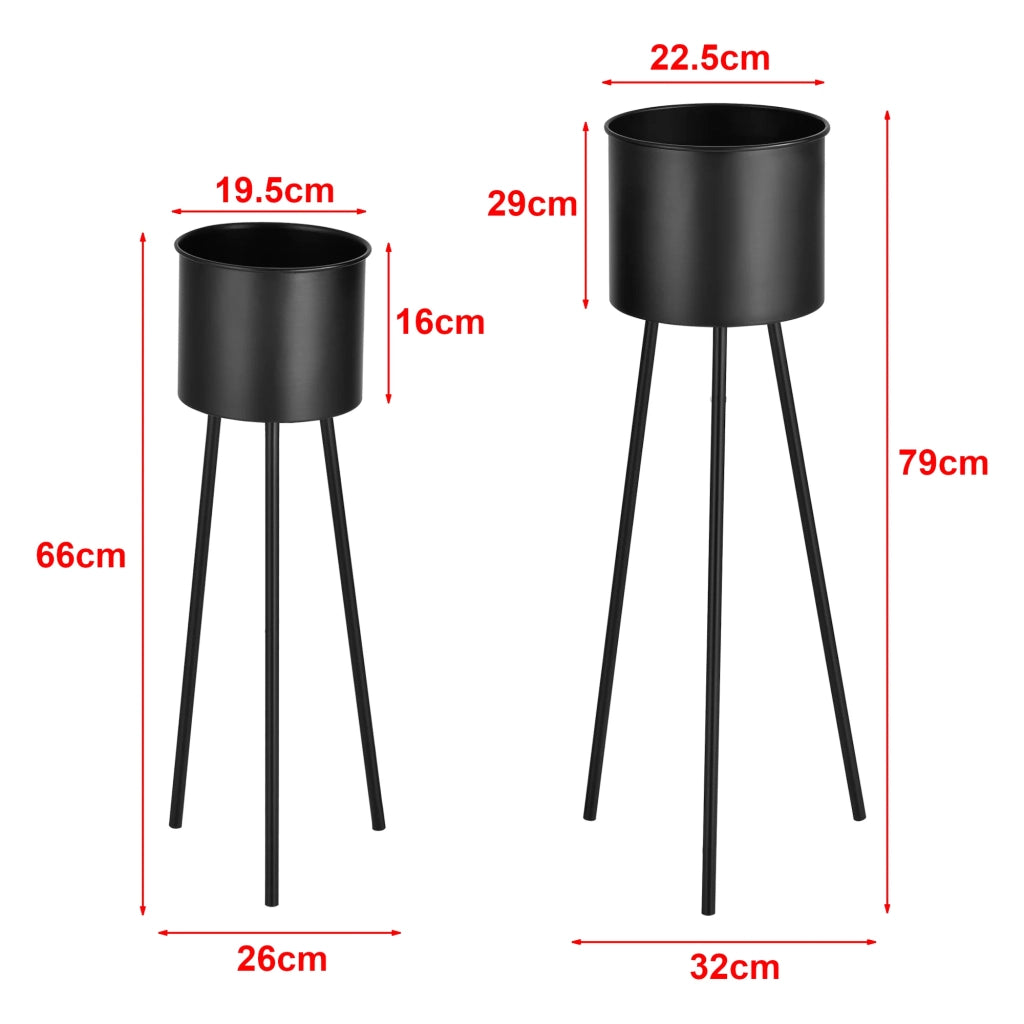 Set di 2 portavasi set di vasi da fiori set di cachepot fioriere vasi metallo diverse misure nero 03_0005775