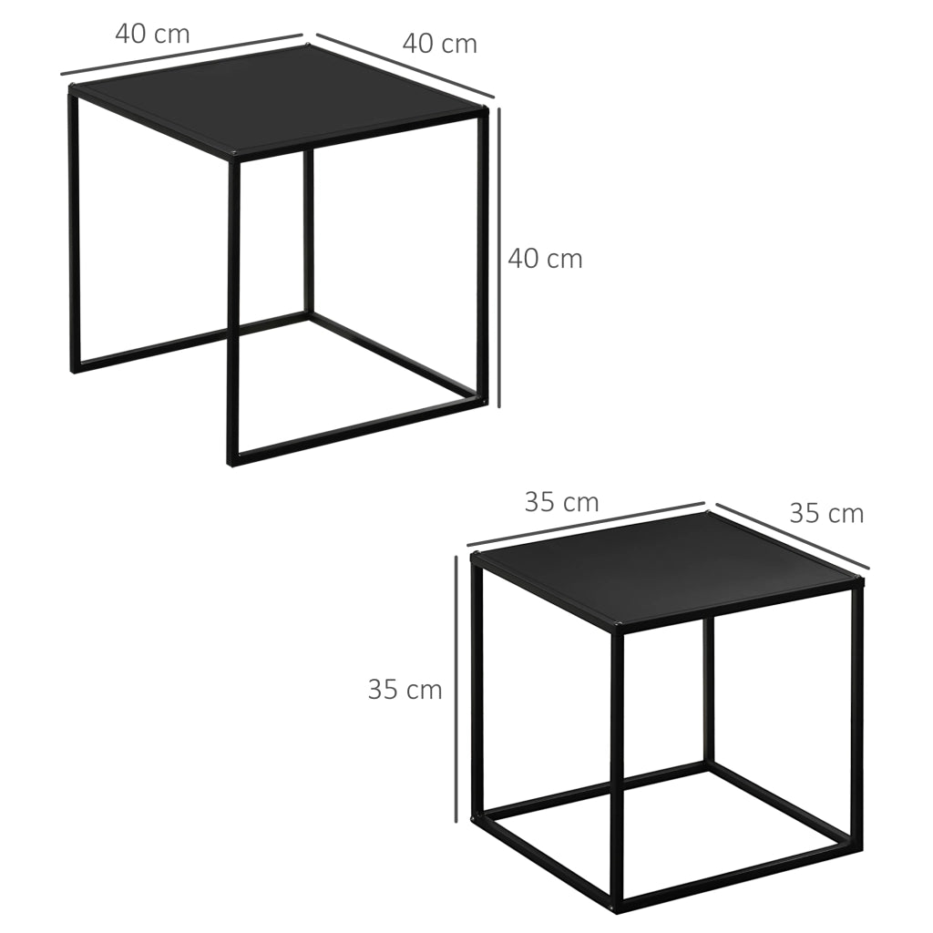 Tavolo da pranzo - set 2 tavolini - design moderno - struttura in acciaio - 120x59x45 cm - nero - fino a 10 kg