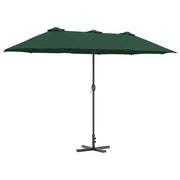 Ombrellone da giardino pieghevole moderno 370 x 197 x 239 cm con protezione UV design elegante in poliestere verde 02_0058740