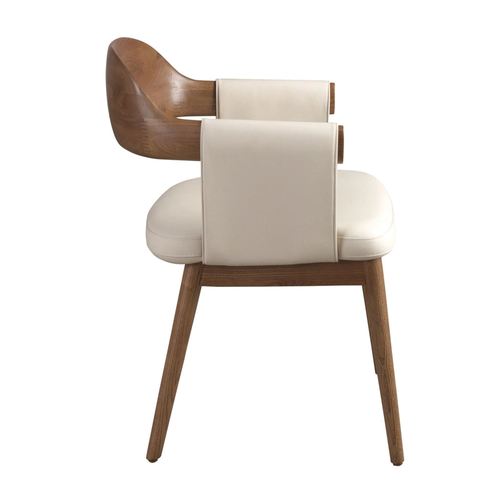 Sedia in noce e similpelle crema