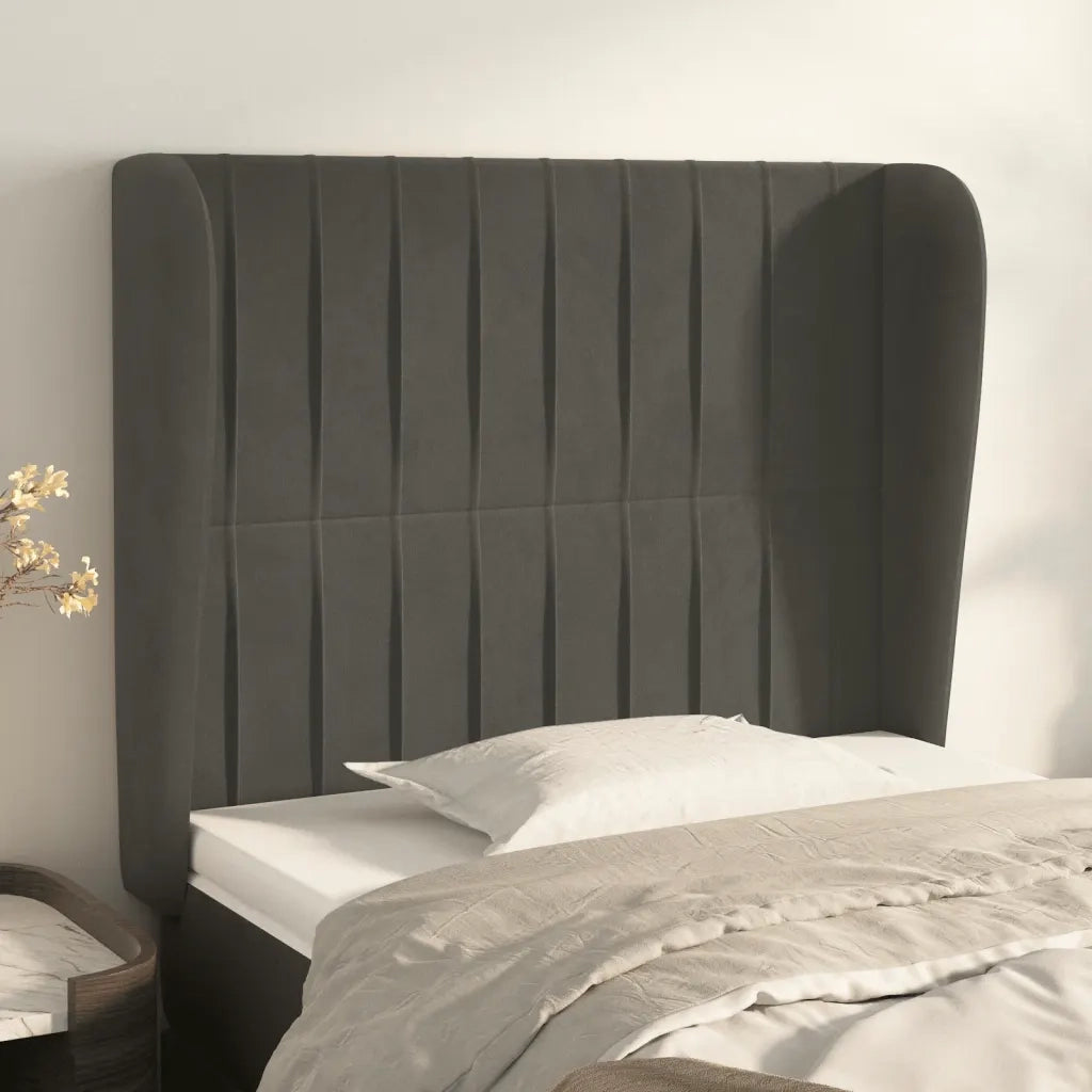 Testiera ad Orecchio-Testata con Orecchie Grigio Scuro 83x23x118/128 cm in Velluto 287903