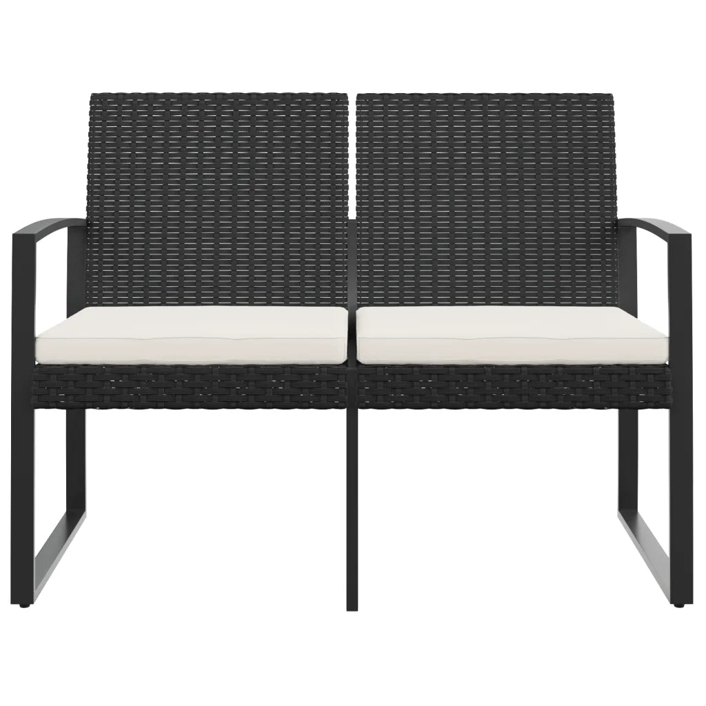 Panca da Giardino a 2 Posti con Cuscini in Rattan PP Nerocod mxl 94672