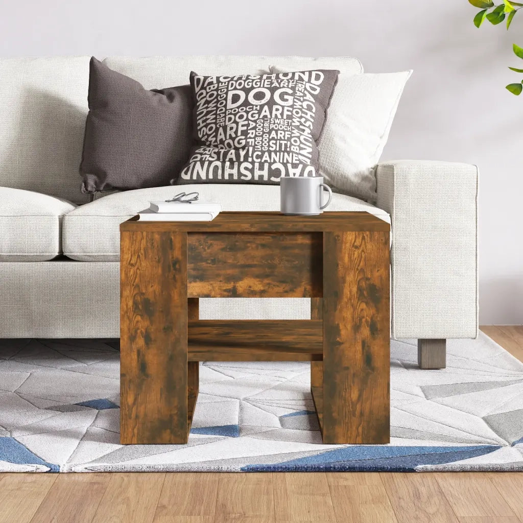Tavolino da Salotto Rovere Fumo 55,5x55x45 cm Legno Multistrato 816931