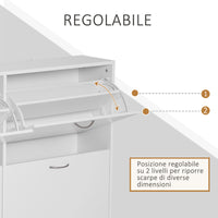 Easycomfort Scarpiera Salvaspazio in Legno per Camera e Ingresso, Capacità 24 Scarpe, 120x24x81cm Bianco