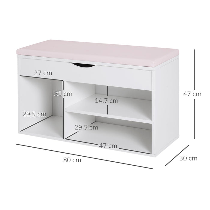 Easycomfort Scarpiera Panca con Sedile Imbottito Ribaltabile da Ingresso Legno 80x30x47cm Bianco