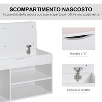 Easycomfort Scarpiera Panca con Sedile Imbottito Ribaltabile da Ingresso Legno 80x30x47cm Bianco