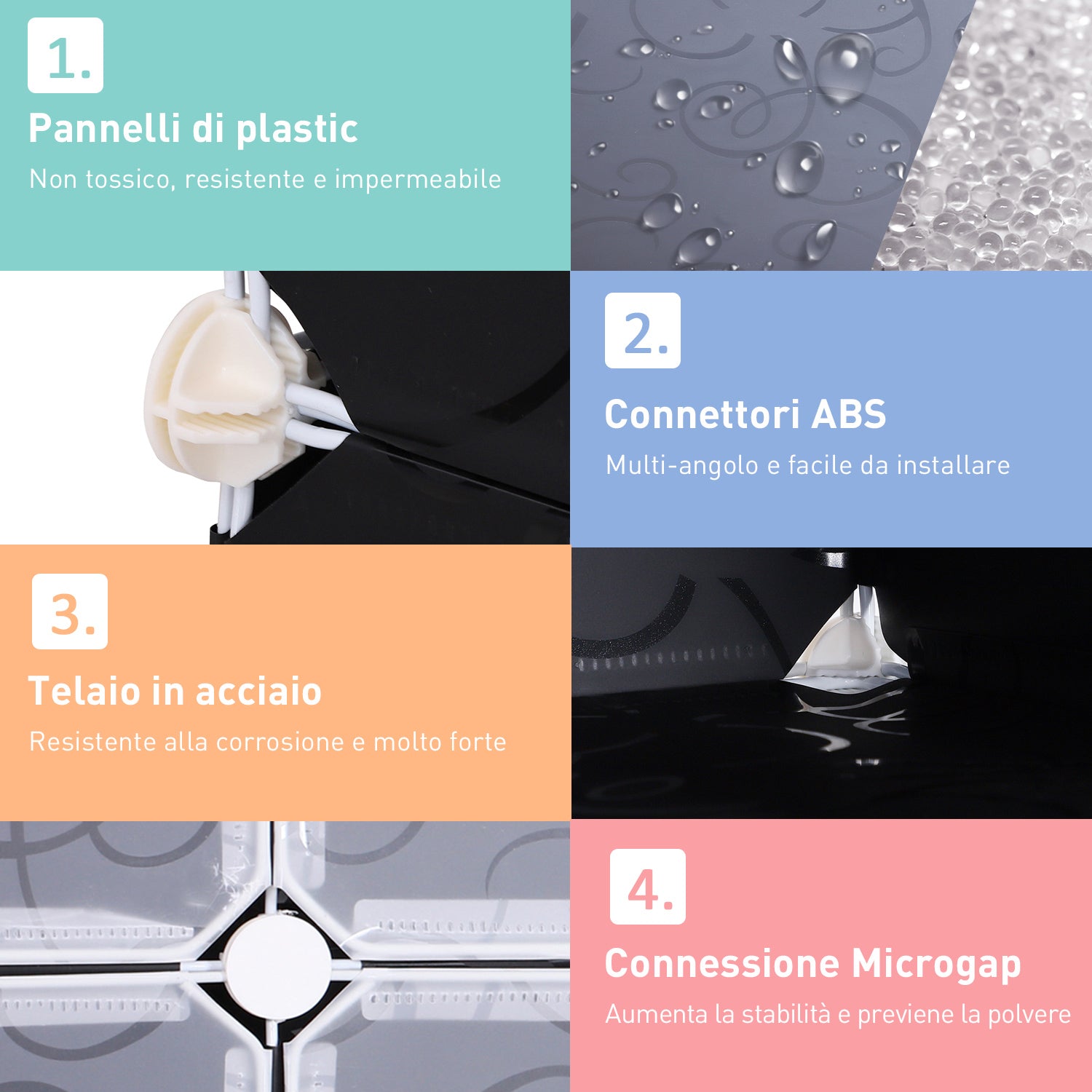 Easycomfort Scarpiera Salvaspazio Modulare da Ingresso in Plastica, 95x37x160cm, Bianco e Nero