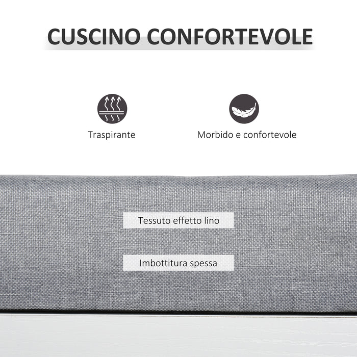 Easycomfort Panca Scarpiera con Cuscino, Cassetto e 3 Vani Aperti in Legno, 81x31.5x49cm, Bianco