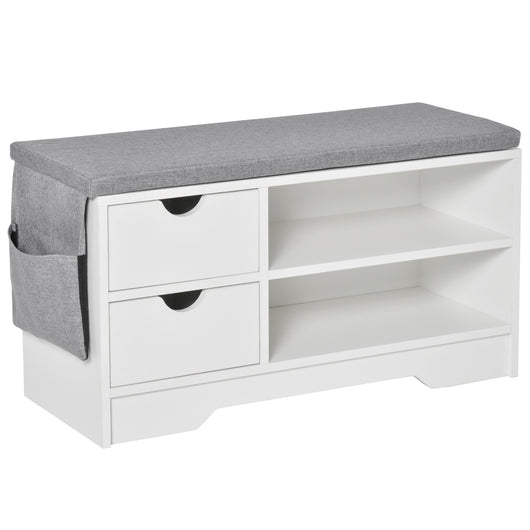 Easycomfort Scarpiera Salvaspazio, Panca Scarpiera in Legno, Mobile Scarpiera da Ingresso, Bianca, 80.5x30.5x43.5cm