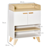 Easycomfort Mobiletto Multiuso con Armadietto e Ripiani Aperti, Mobile da Soggiorno, Cucina, Ufficio in Legno Bianco, 60x30x78cm