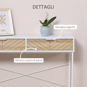 EasyComfort Consolle Moderna per Ingresso e Soggiorno con 2 Cassetti in Metallo 100x30x75cm - Bianco