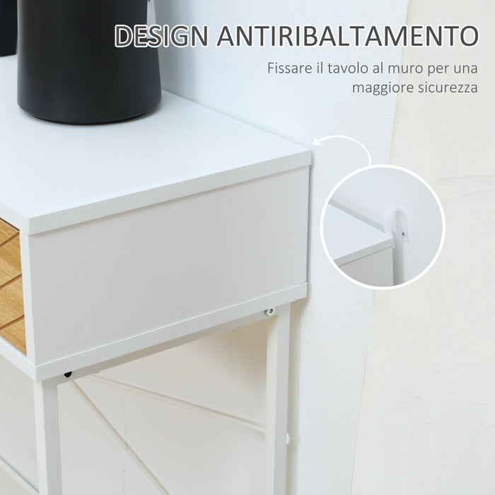 EasyComfort Consolle Moderna per Ingresso e Soggiorno con 2 Cassetti in Metallo 100x30x75cm - Bianco