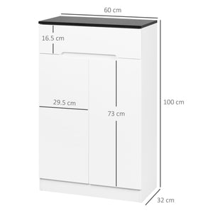 Easycomfort Scarpiera Slim da 12 Paia max per Ingressi con 3 Ripiani Regolabili e Cassetto, in Truciolato Bianco, 60x32x100 cm