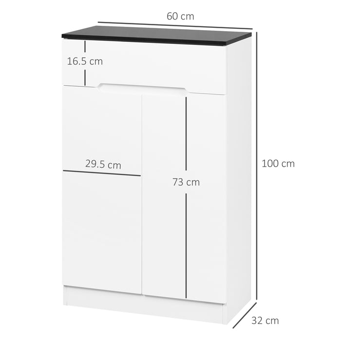 Easycomfort Scarpiera Slim da 12 Paia max per Ingressi con 3 Ripiani Regolabili e Cassetto, in Truciolato Bianco, 60x32x100 cm