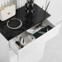 Easycomfort Scarpiera Slim da 12 Paia max per Ingressi con 3 Ripiani Regolabili e Cassetto, in Truciolato Bianco, 60x32x100 cm