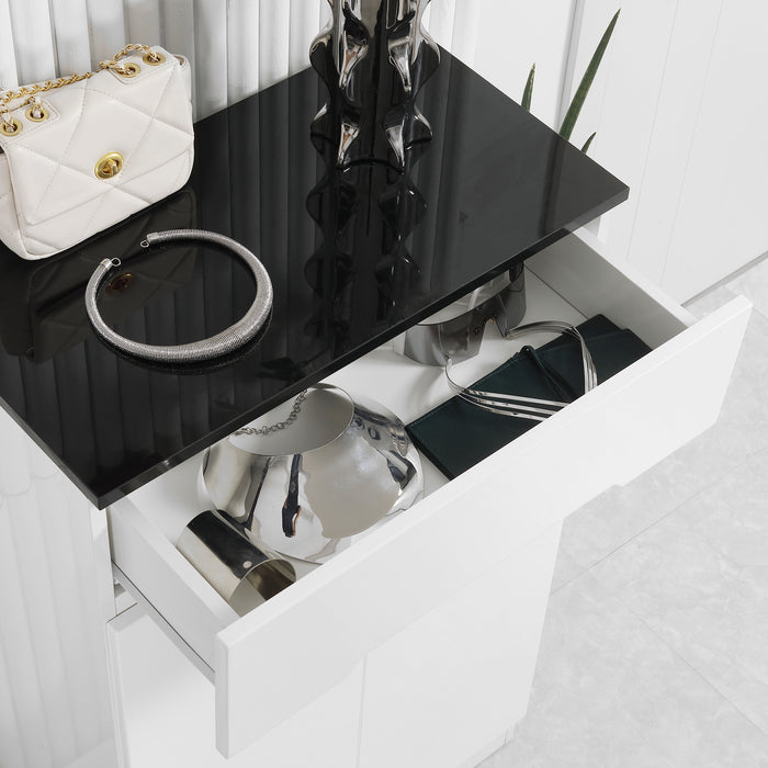 Easycomfort Scarpiera Slim da 12 Paia max per Ingressi con 3 Ripiani Regolabili e Cassetto, in Truciolato Bianco, 60x32x100 cm