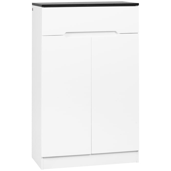 Easycomfort Scarpiera Slim da 12 Paia max per Ingressi con 3 Ripiani Regolabili e Cassetto, in Truciolato Bianco, 60x32x100 cm