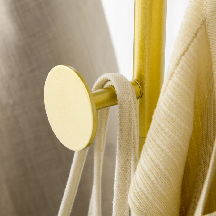 EasyComfort Appendiabiti con 2 Ganci per Ingresso, Camera da Letto e Soggiorno in Metallo e Marmo, 35x25x170 cm, Oro e Nero