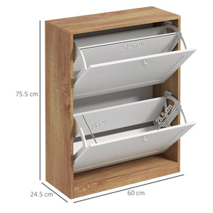 Easycomfort Scarpiera Slim con 3 Ripiani Regolabili a 2 Livelli per 12 Paia, in Truciolato e MDF, 60x24.5x75.5 cm