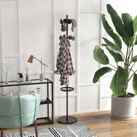 Easycomfort Appendiabiti da Terra con Portaombrelli e 8 Ganci a Disco in Metallo Ø34 x 177cm, Nero