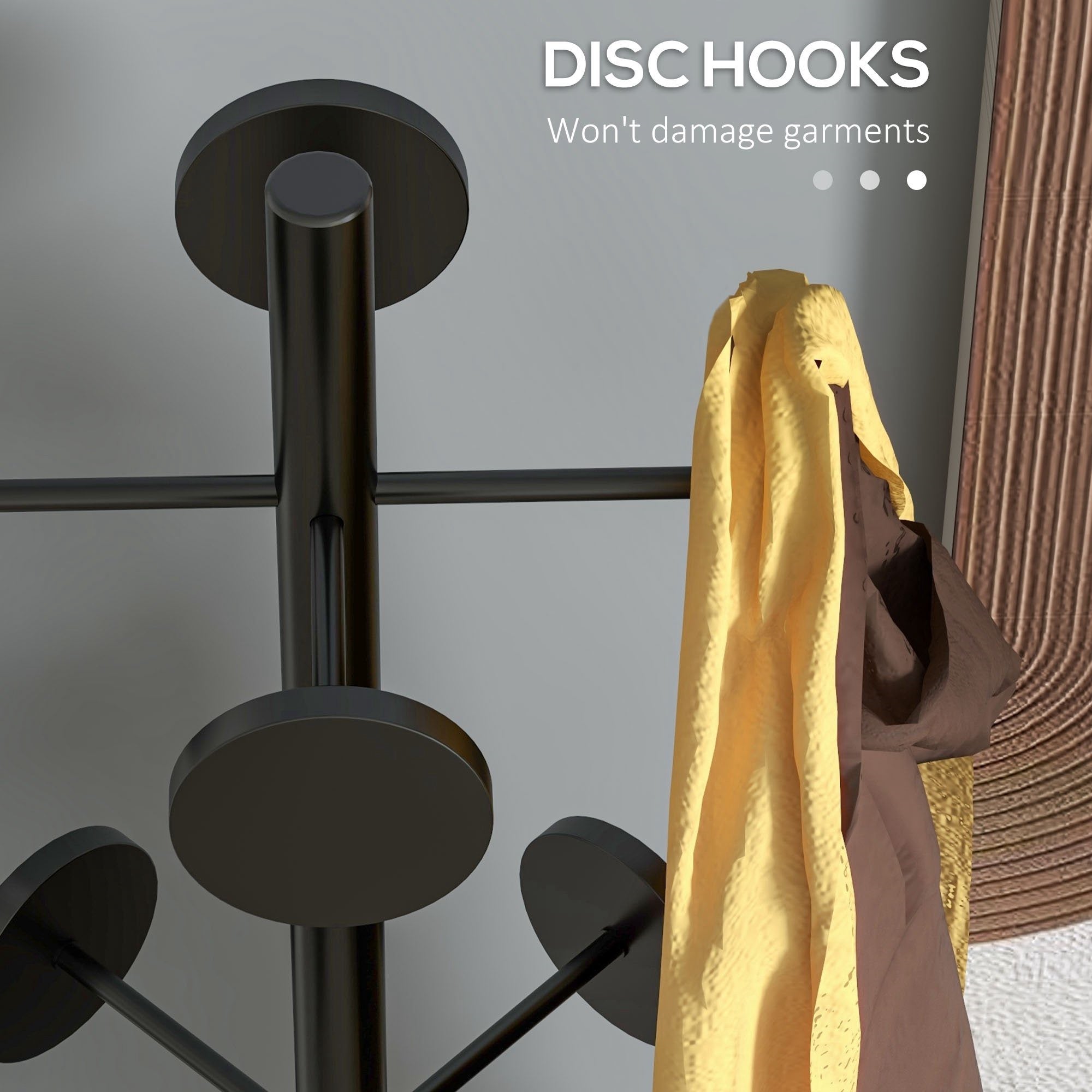 Easycomfort Appendiabiti da Terra con Portaombrelli e 8 Ganci a Disco in Metallo Ø34 x 177cm, Nero