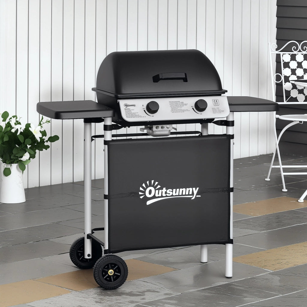 Barbecue a gas 2 bruciatori ¨C zephmum ¨C acciaio inossidabile 2.8 kW griglie 104x49x99 cm nero