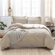 Set di Cuscini e Coperte da Letto a 2 Pezzi con Zip, Cotone, Tessuto Simile al Linen Stonewashed, Include 1 Coperta da Letto 135 x 200 cm e 1 Cuscino 80 x 80 cm, Arancione Miele
