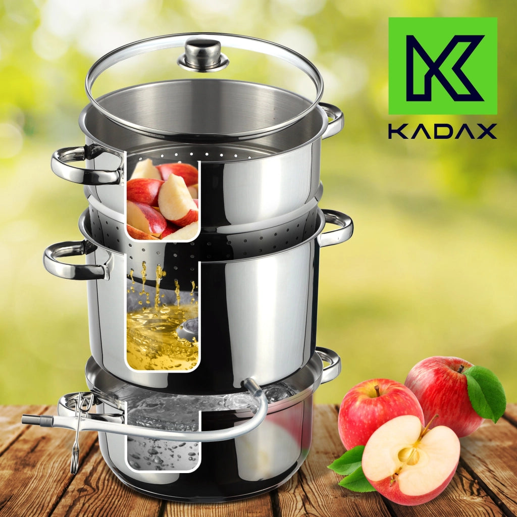 KADAX Spremiagrumi da 8 litri in acciaio inox, a vapore, a induzione e a gas, 3 in 1, grande