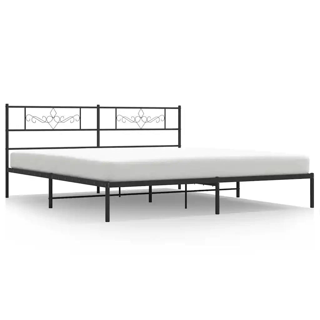 Letto matrimoniale | Letto per adulti | Giroletto con Testiera in Metallo Nero 183x213 cm