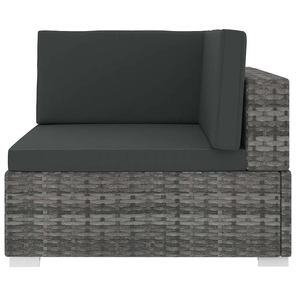 Sedia da giardino-Poltrona Modulare ad Angolo 1 pz con Cuscini Polyrattan Grigio