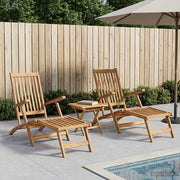 Sedia a sdraio pieghevole con tavolo 2 pcs Naturale 3426520