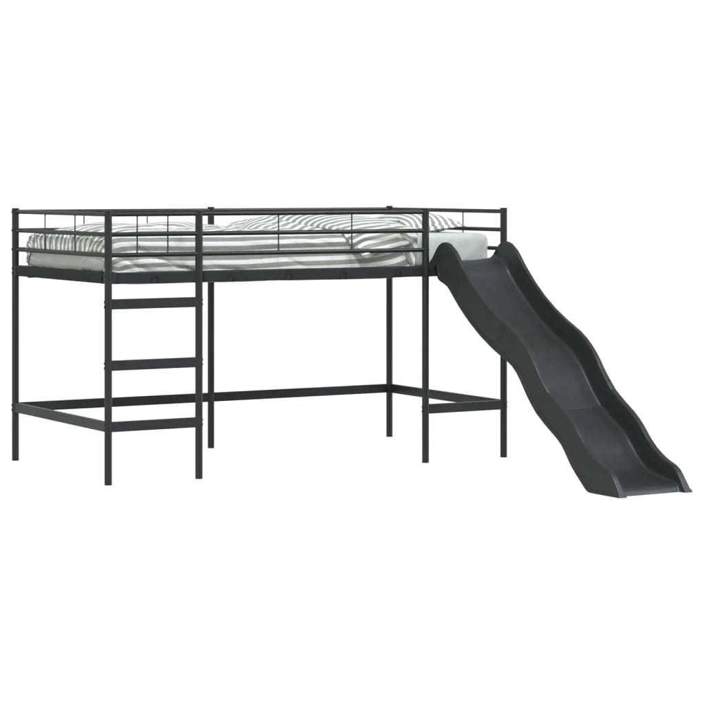 Letto loft per bambini con scivolo Nero e antracite