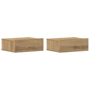 Set di 2 Comodini | Armadio da Notte | Mobiletto da notte Pensili Rovere Artigianale 40x30x15 cm Truciolato