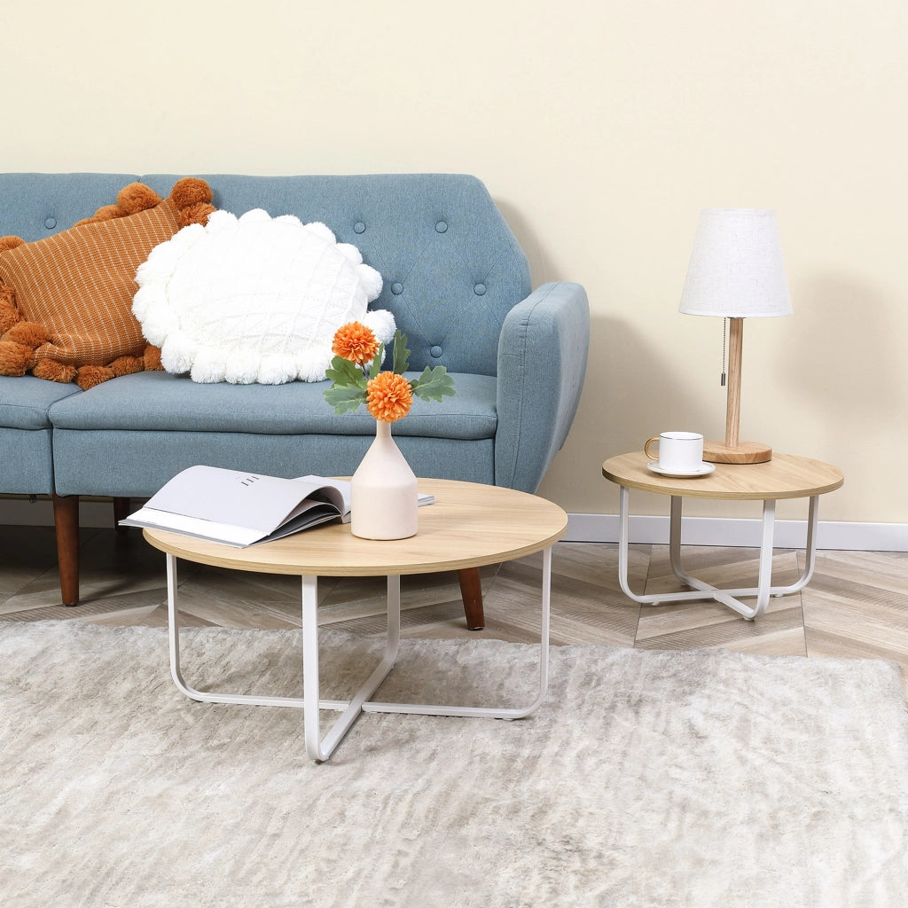 Tavolino da caff¨¨ ¨C zephmum ¨C Legno e Metallo 65x32 cm e 45x26 cm