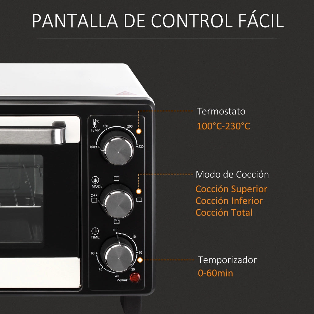 Forno Portatile 16L 1400W ¨C zephmum ¨C 44x32x28,1 cm Bianco e Nero