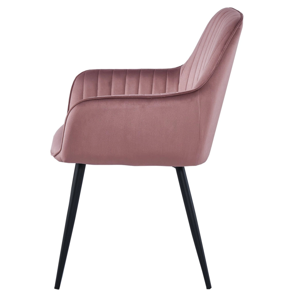 Sedia Solden in velluto rosa antico con gambe nere