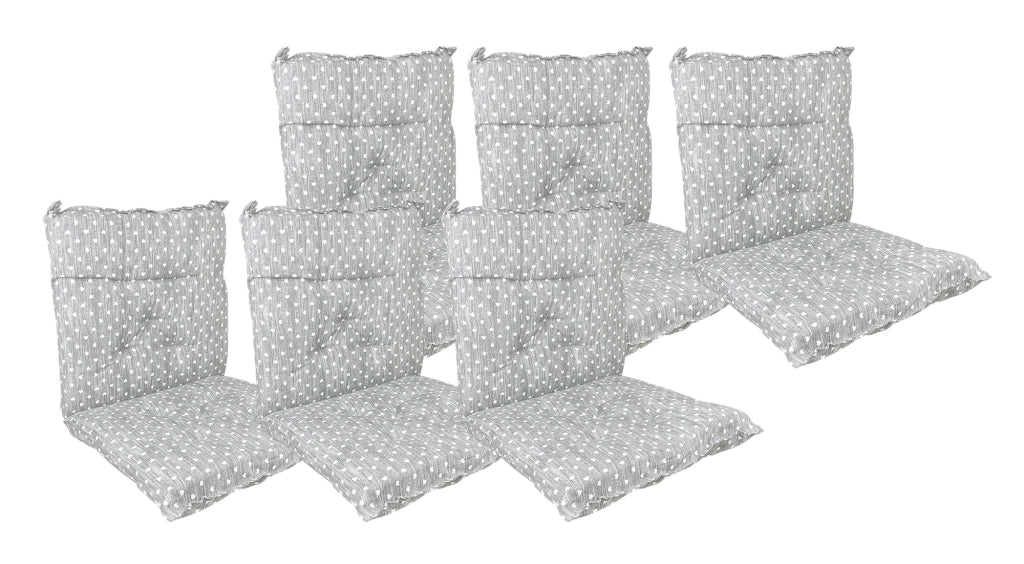 Set Cuscini Sedia Con Schienale Imbottiti Con Laccetti Banda Elastica 40 x 80 Cm CuoricinoGrigio - 6 Pezzi