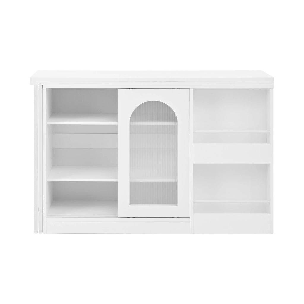 Tavolo Bar Allungabile Reversibile con Credenza e Vetro ¨C Xylo ¨C Bianco