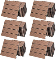 Casaria Set 66 Pezzi Piastrelle da Giardino 30x30cm 6m² in WPC Resistente Mattonelle ad Incastro per Pavimento Terrazza Balcone Esterno Sistema a Clic
