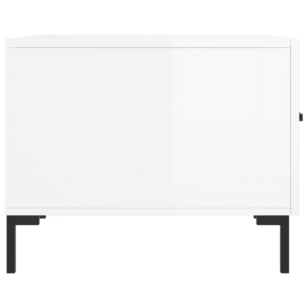 Tavolini Salotto 2pz Bianco Lucido 50x50x40cm Legno Multistrato 829401