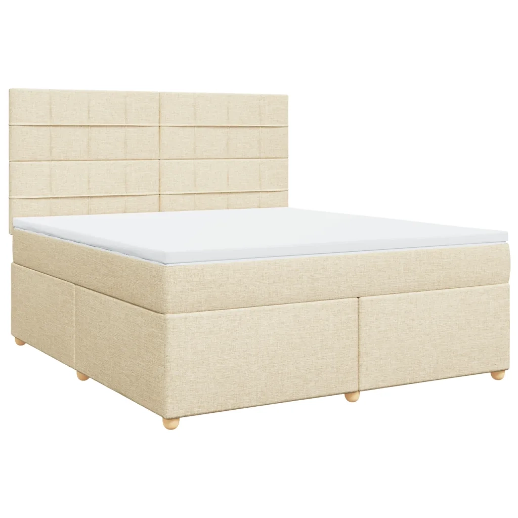 vidaXL Giroletto a Molle con Materasso Crema 180x200 cm in Tessuto