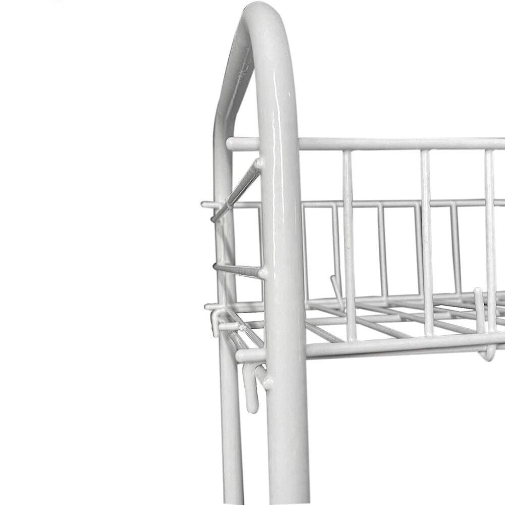 Trade Shop - Mobiletto In Metallo Porta Oggetti 2 Ripiani Bianco Scaffale Bagno 32x36cm 52530 -
