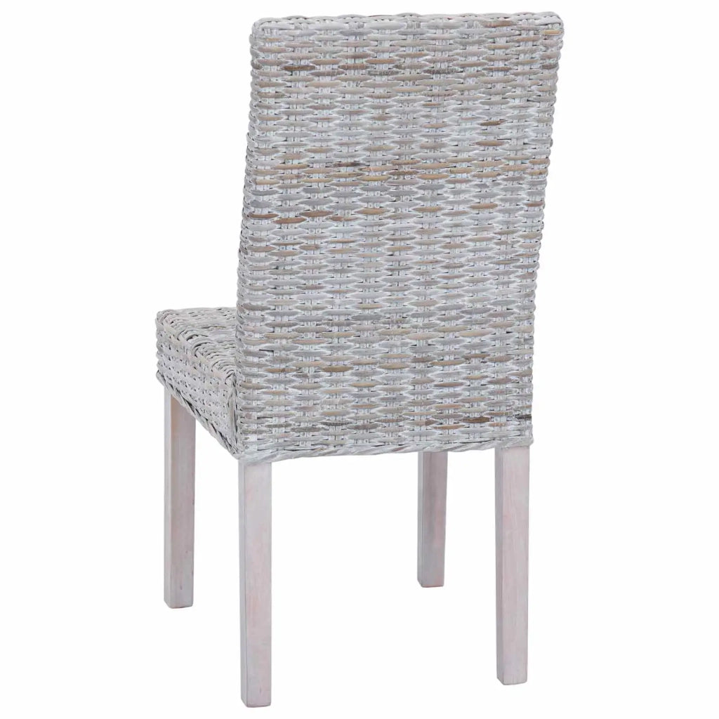 Sedia da pranzo 2 pcs Rattan Kubu e Legno Massello di Mogano