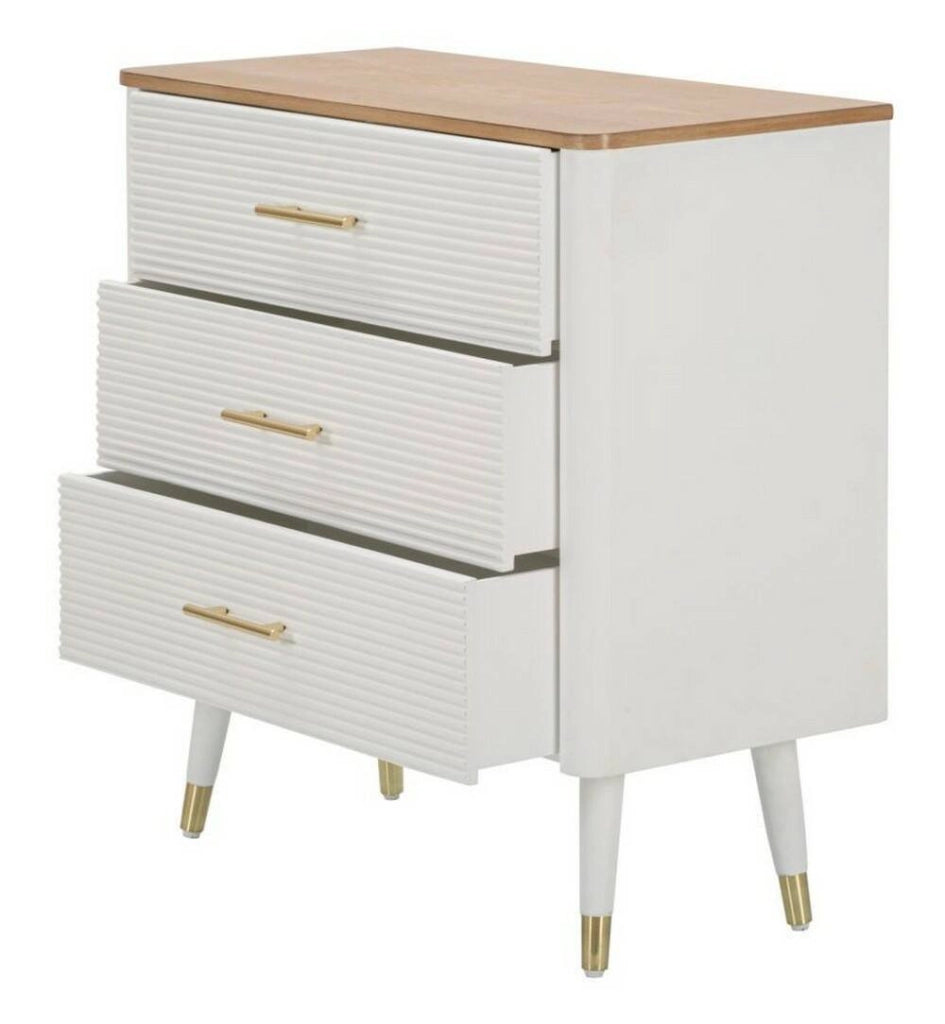 Cassettiera Phaidone, Settimino multiuso, Comò camera da letto, Mobile con cassetti, 78x37 h80 cm, Bianco e Marrone