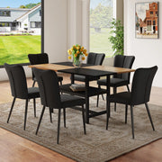 Tavolo da pranzo rettangolare con vano contenitore, 4 sedie in pu e gambe in metallo per sala da pranzo, 160 cm