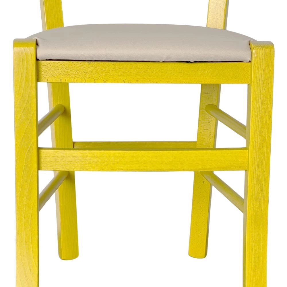 Sedie sala da pranzo Venezia legno gialle con seduta in similpelle beige