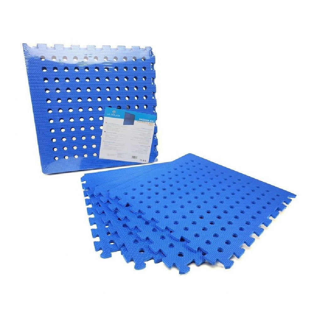 Trade Shop - Tappeto 4pz Piastrelle Tappetino Eva Azzurra Piscina Palestra Casa 50x50cm 194708 -